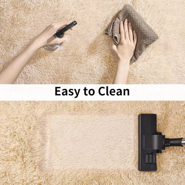 Ceneco Rugs Living Room,Beige Rugs for Bedroom,Small Fluffy Rug,Washable Non-Slip High Pile Soft Carpet,Shaggy Bedroom Mat(Beige, 80x120 cm) - Image 4