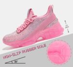 Lucky Step Girls Rhinestone Slip On Sneakers Kids Sparkly Lightweight Tennis School Knit Jelly Sole Glitter Walking Shoes Toddler - Image 4