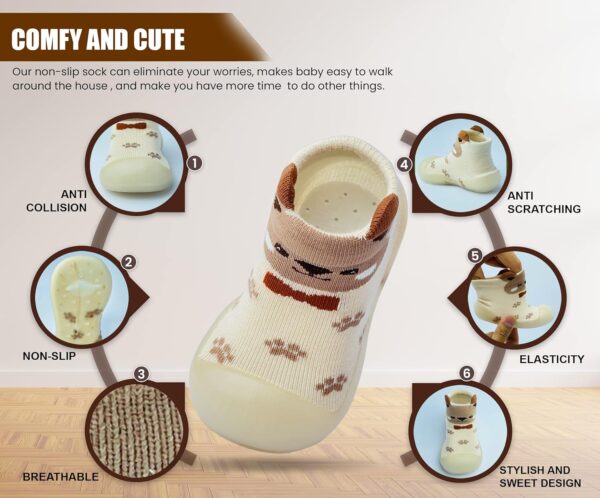 Baby Shoes Boys Girls First Walking Shoes Non Slip Soft Sole Sneakers Toddler Infant Babygirl Sock Shoes - Image 4