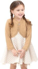 Lilax Little Girls' Knit Long Sleeve Button Closure Bolero Cardigan Shrug - Image 8