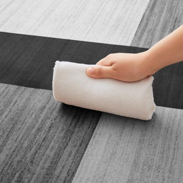 AMEHA Rugs Living Room – Milo Black & Grey Area Rugs for Bedroom Small Bedside Mat40x60 cm Modern Kitchen Carpet - Geometric Style Durable Super Soft Non Slip Non Shedding Floor Rug Easy Clean - Image 3