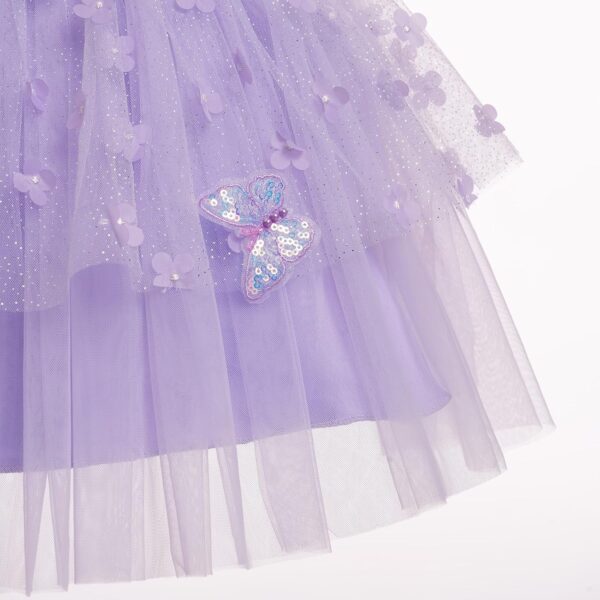 Baby Girls Flower Butterfly Birthday Cake Smash Dress Sleeveless V Neck Princess Glitter Ruffle Tulle Tutu Toddler Kids Formal Wedding Party Dress - Image 5