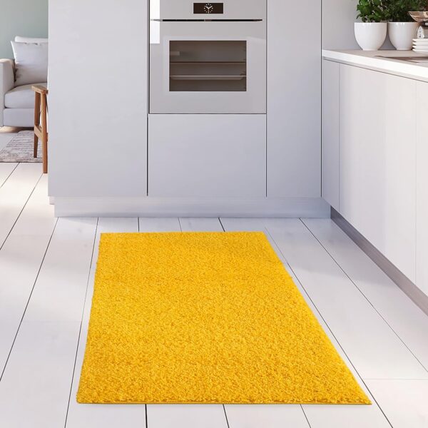 THE RUGS Living Room Rug - Shaggy Soft And Elegant Carpets For The Bedrooms And Kitchen, Easy To Clean, Many Different Sizes (80x150 cm, Yellow) - Image 2