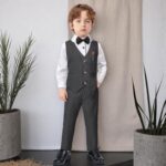 Nwada 4 Piece Boy Suits Boys Wedding Suit Page Boy Party Prom Formal Tuxedo Suits 3-4 Years - Image 2