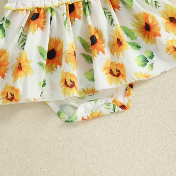 XIXIMAON Cute Baby Girl Summer Clothes Babydoll Collar Short Puff Sleeve Letter Embroidery Ruffle Romper Dress Mamas Mini Floral Jumpsuit Toddler Outfits - Image 5