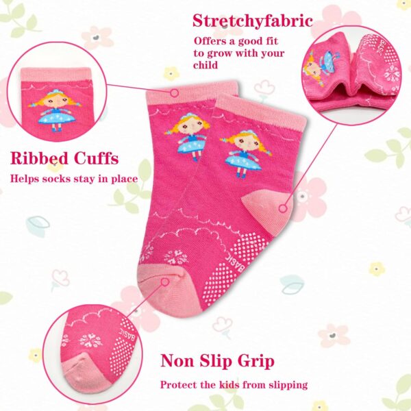 GRPSKCOS Toddler Girls Socks, 12 Pack Non Slip Crew Socks with Grips for 1-7 Years Kids - Image 5
