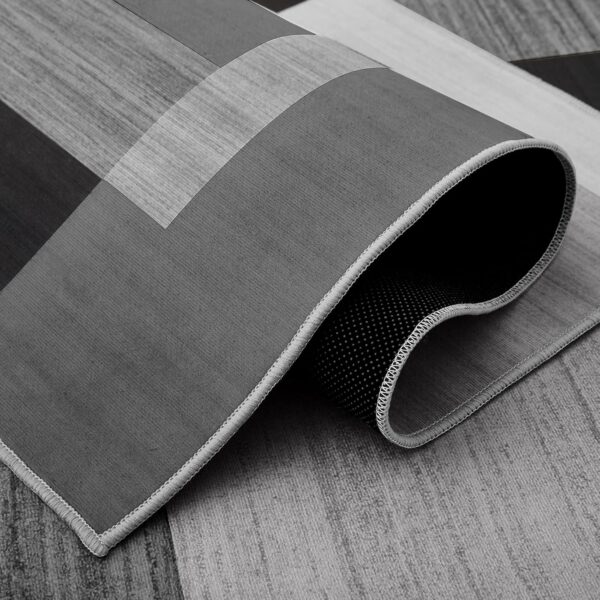 AMEHA Rugs Living Room – Milo Black & Grey Area Rugs for Bedroom Small Bedside Mat40x60 cm Modern Kitchen Carpet - Geometric Style Durable Super Soft Non Slip Non Shedding Floor Rug Easy Clean - Image 4