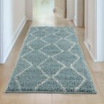 THE RUGS Modern Moroccan Design Living Room and Bedroom Rugs, Non-Shedding & Easy Care (Boho Duck Egg Blue/Ivory, 60x110 cm) - Image 3