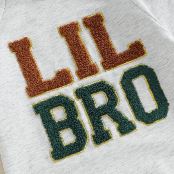 Geagodelia Newborn Baby Boy Letter Printed Little Brother Round Neck Long Sleeve Outfit Clothes Jumpsuit Sweatshirt Pullover Set - Image 5
