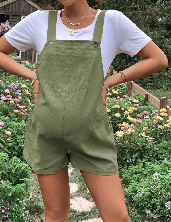 Sukany Women's Maternity Overall Shorts Casual Pregnant Jumpsuit Adjustable Strap Sleeveless Short Romper Shortalls - Image 2