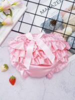 Newborn Baby Girls Ruffle Bloomers Bowknot Cute Diaper Cover Panties Cotton Shower Shorts - Image 3