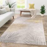 TT Home Low Pile Rug Area Rug Livingroom Carpet Square 3D Abstract Pattern, colour:Grey Gold, Size:80x300 cm