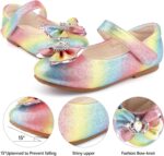 KUWIBY Girl Glitter Princess Flat Shoes Mary Jane Ballet Dress Shoes Kids Bling Bowknot Crown Birthday Party Shoes Bright Diamond Cosplay Dance Shoes for Little Girls Toddlers Multicolor - Image 3