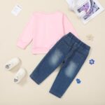 SOLOYEE Kids Clothes 2pcs Girls Clothing T Shirt & Jeans Set for 12Months-5T Girls Perfect as Birthday or Baby Easter Outfit - Image 3