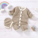 Dark Bloomers Toddlers Hat Boy Knitted Baby Jumpsuit Romper Cotton Outfits Sweater Set Girl Boys Romper&Jumpsuit Valentines Day Baby Girl - Image 5