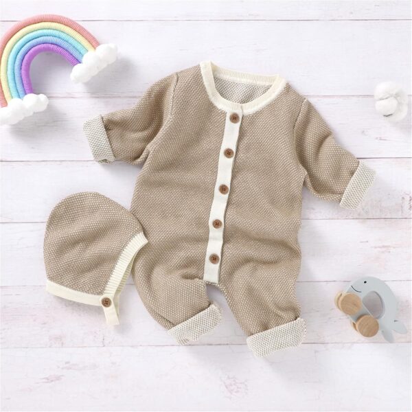 Dark Bloomers Toddlers Hat Boy Knitted Baby Jumpsuit Romper Cotton Outfits Sweater Set Girl Boys Romper&Jumpsuit Valentines Day Baby Girl - Image 5