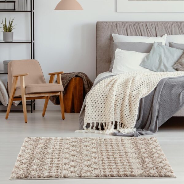 THE RUGS Modern Moroccan Design Living Room and Bedroom Rugs, Non-Shedding & Easy Care (Moroccan Ivory/Beige, 60x110 cm) - Image 4