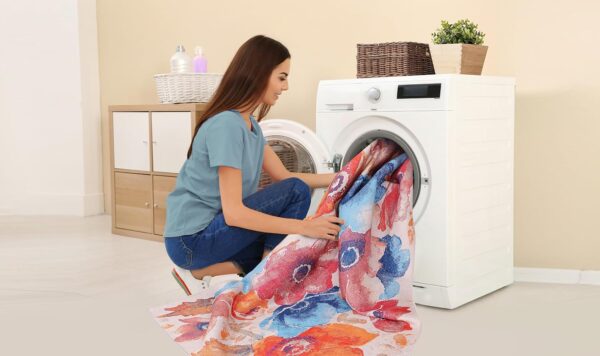 DAPHNE HOME DECOR Machine Washable Area Rugs, 120X180 CM, For Kitchen, Bedroom, Dining Room and Living Room Non Slip Area Rugs | Soft Short Pile | Kid Pet Friendly Rug (Floral - Daisy) - Image 9