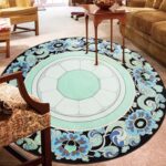 Boho Floral Round Rugs for Bedroom - 120CM Circle Cute Area Rug Machine Washable Non-Slip Soft Floor Mats for Girls Play Room 405-06120 - Image 3