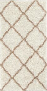THE RUGS Shaggy Rug – Modern Moroccan Design Rugs for Living Room, Bedroom, Hallway, 3 cm Thick Area Rugs, (Moroccan Ivory/Beige, 80x150cm) - Image 7