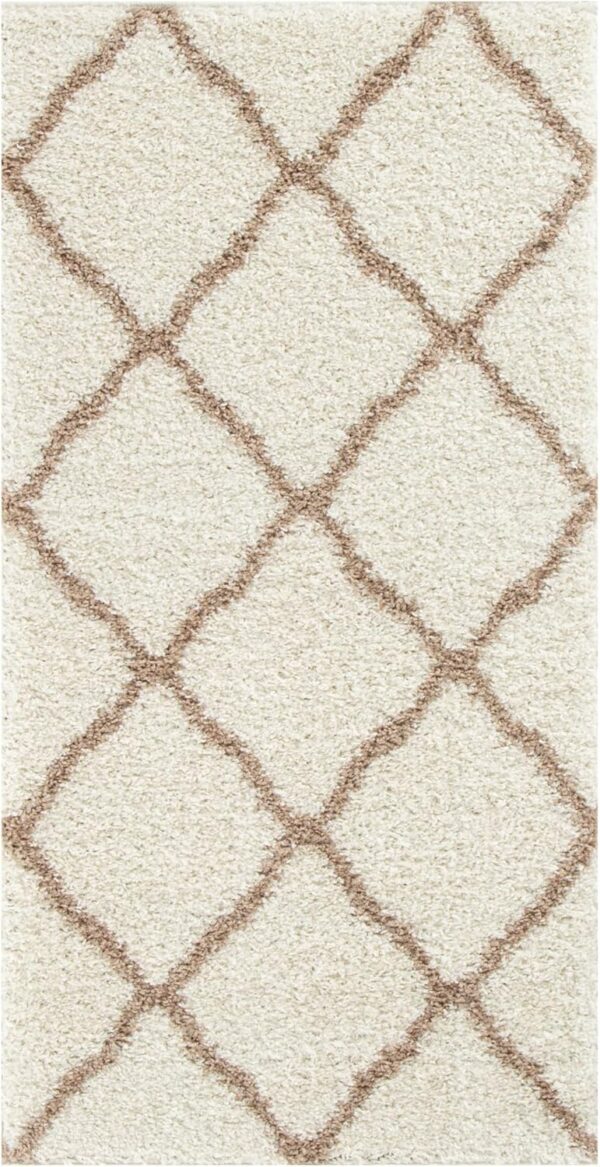THE RUGS Shaggy Rug – Modern Moroccan Design Rugs for Living Room, Bedroom, Hallway, 3 cm Thick Area Rugs, (Moroccan Ivory/Beige, 80x150cm) - Image 7