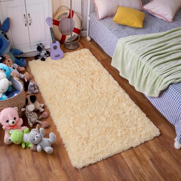 Ceneco Rugs Living Room,Beige Rugs for Bedroom,Small Fluffy Rug,Washable Non-Slip High Pile Soft Carpet,Shaggy Bedroom Mat(Beige, 80x120 cm) - Image 6
