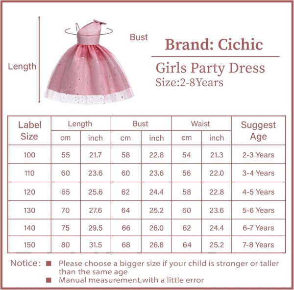 Cichic Girls Party Dress Toddler Girls' Princess Dresses for Birthday Bridesmaid Wedding Occasion Sparkly Frocks 2-12 Years Old… - Image 4