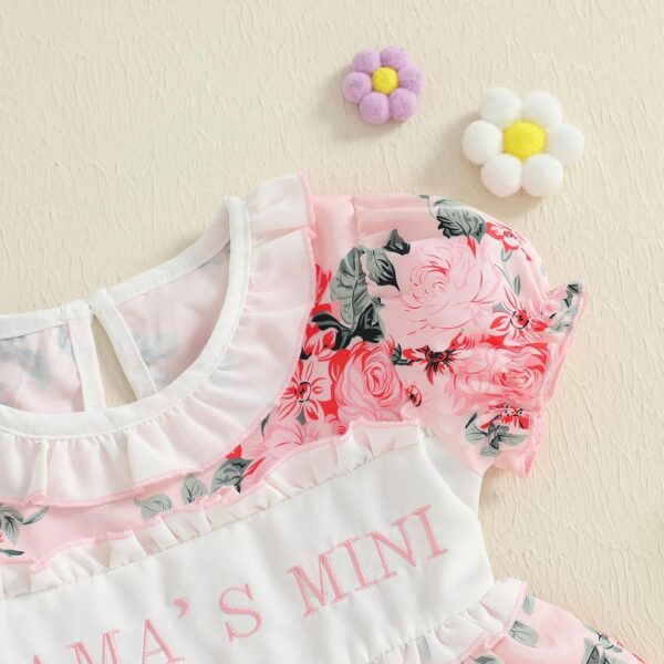 XIXIMAON Cute Baby Girl Summer Clothes Babydoll Collar Short Puff Sleeve Letter Embroidery Ruffle Romper Dress Mamas Mini Floral Jumpsuit Toddler Outfits - Image 4