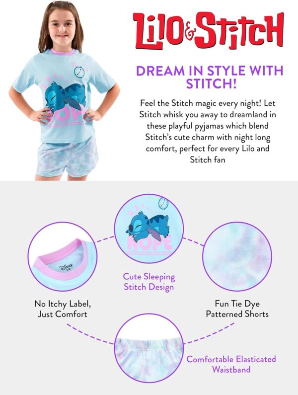 Disney Lilo And Stitch Pyjamas | Stitch PJs For Girls | Long Sleeve Tie Dye Girls Pyjamas | Kids Pyjamas Ages 5 to 13 Years - Image 4