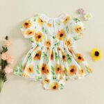 XIXIMAON Cute Baby Girl Summer Clothes Babydoll Collar Short Puff Sleeve Letter Embroidery Ruffle Romper Dress Mamas Mini Floral Jumpsuit Toddler Outfits - Image 6