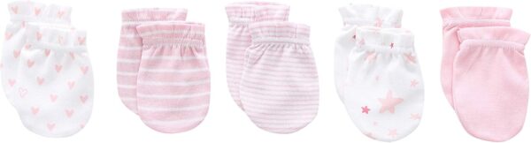 Kiddiezoom Baby Boys Girls Cotton Cap Mitten - 10 Pack Soft Cotton Baby Hats Baby Scratch Mitten Gloves Mitten - Image 3