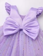 IDOPIP Baby Girls Toldder Girls Flutter Sleeve Sequins Strawberry Floral Embroidered Ruffle Sleeve Tulle Dress with Headband Party Wedding Dress - Image 4