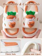 Maeau Toddler Kids Slippers Boys Girls House Slippers Cute Cartoon Animal Open Toe Shoes Linen Indoor Outdoor Slippers Non-Slip House Shoes - Image 4