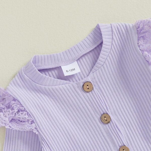 Geagodelia Toddler Baby Girl Fall Winter Outfits Ruffled Long Sleeve Lace/Striped/Polka Dot Print Sweatshirt Ribbed Shirts Top with Long Pants 2Pcs Clothing Set for Little Girls - Image 4