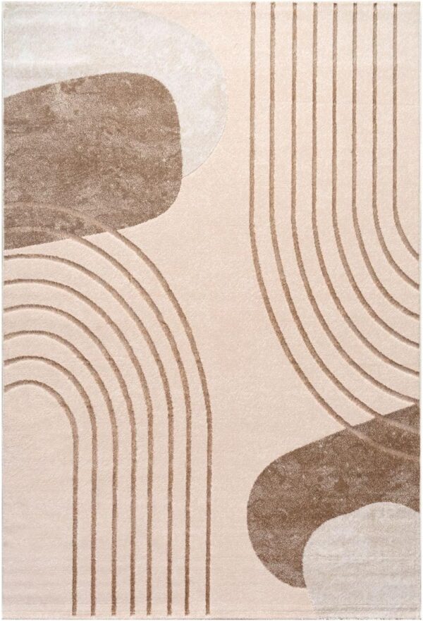 TT Home Low Pile Rug Area Rug Livingroom Carpet Square 3D Abstract Pattern, colour:Beige Cream, Size:120x160 cm - Image 5