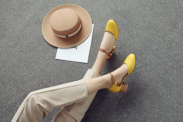 LISYIIZ Women's SS937 Block Closed Toe Ankle Strap Pu Low Block D-Orsay Court Shoes - Image 7