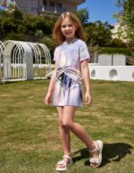 Arshiner Girls Tie-dye Clothing Sets Kids Short Sleeve Hoodie Tops with Shorts Sets Sport Casual Fashion Street Summer Outfits for Girls - Image 5