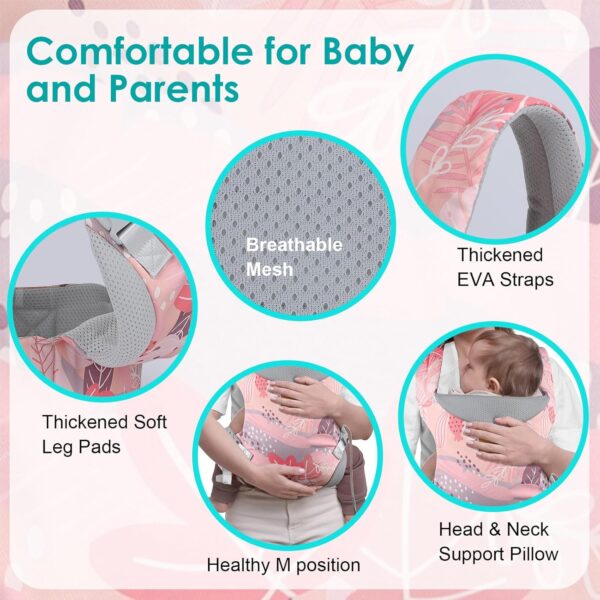 YooxArmor Baby Carrier Newborn to Toddler, Ergonomic Adjustable Toddler Carrier for 7-66 Lbs, Cozy Lightweight Infant Carrier with Neck Support, Baby Holder Carrier with Lumbar Support for Mom Dad - Image 3