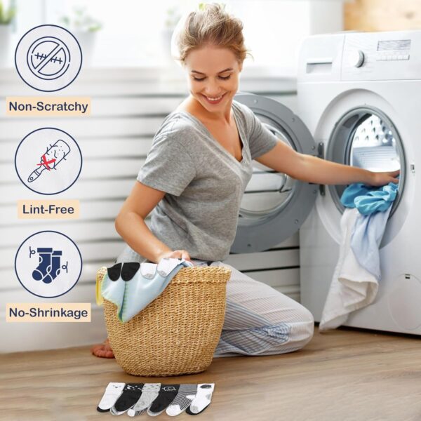 Mother's Choice Organic Cotton Baby Socks, 12 Pairs, Unisex 0-6 Months - Soft, Hypoallergenic Newborn & Infant Socks - Baby Girl & Boy Gifts, (12Pcs, Black - White - Gray) - Image 4