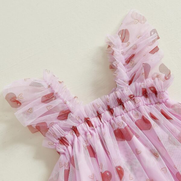 BYUSBAYA Toddler Girls Valentines Tutu Dress Sleeveless Heart Print Layered Ruffles Tulle Cake Dress Wedding Ball Gown Dress - Image 4