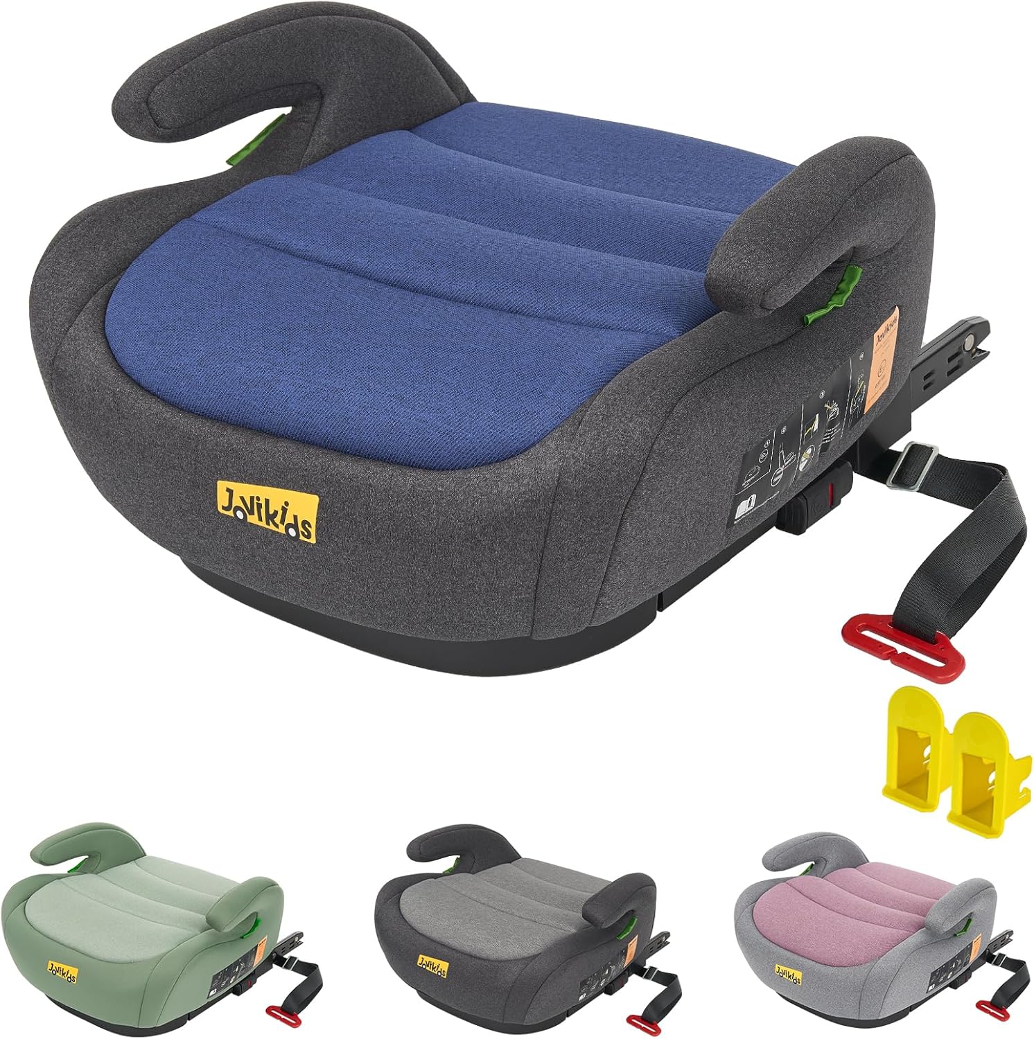 81X32NMb4L._AC_SL1500_.jpg Jovikids I-Size Booster Seat for Car with ISOFIX, 125-150cm (Group 2/3, 6-12 Years), Portable Booster Seat for Kids, Comfortable, Compact, Convenient for Everyday Use, Great for Travel, ECE R129, Blue - Image 1