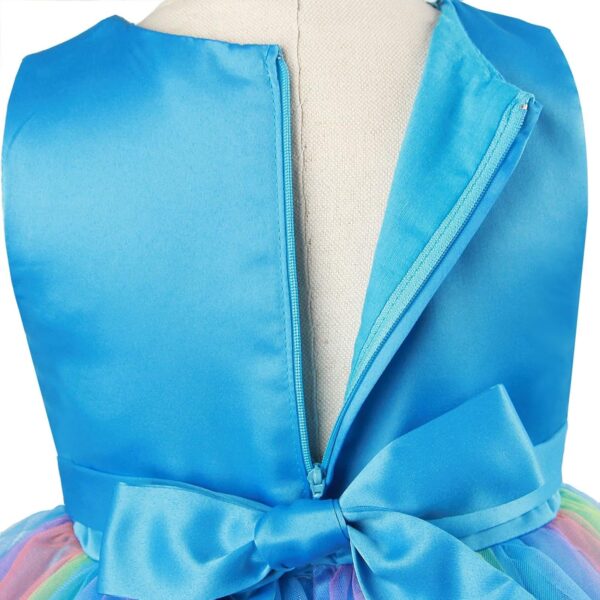 M MUNCASO Girls Princess Dress Sequin Tulle Flower Rainbow Round Collar Sleeveless Formal Dress Birthday Party Wedding Bridesmaid Girl Evening Dresses Toddler Baby Age for 2-13 Years - Image 5