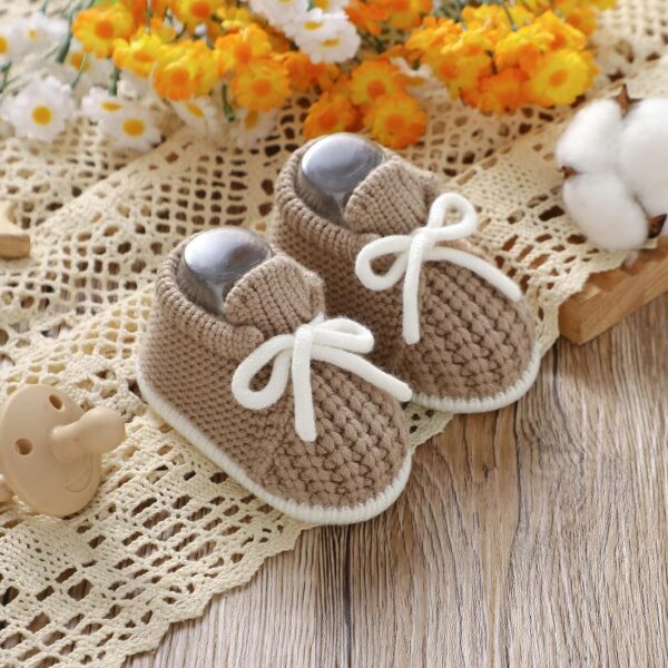 LAWKUL Baby Booties Knit Newborn Shoes Cozy First Walkers Infant Toddler Boots for Boy Girls 0-3 Months - Image 4