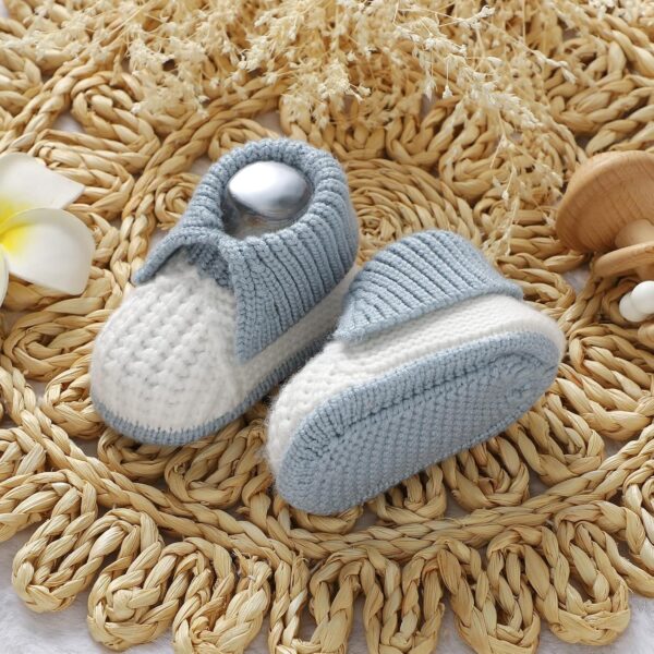 Neiwech Baby Booties Newborn Hand Knit Sock Shoes Soft Cozy First Walkers for Infant Boys Girls - Image 5
