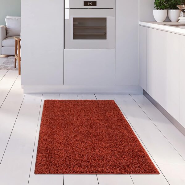 THE RUGS Living Room Rug - Shaggy Soft And Elegant Carpets For The Bedrooms And Kitchen, Easy To Clean, Many Different Sizes (80x150 cm, Terra) - Image 2
