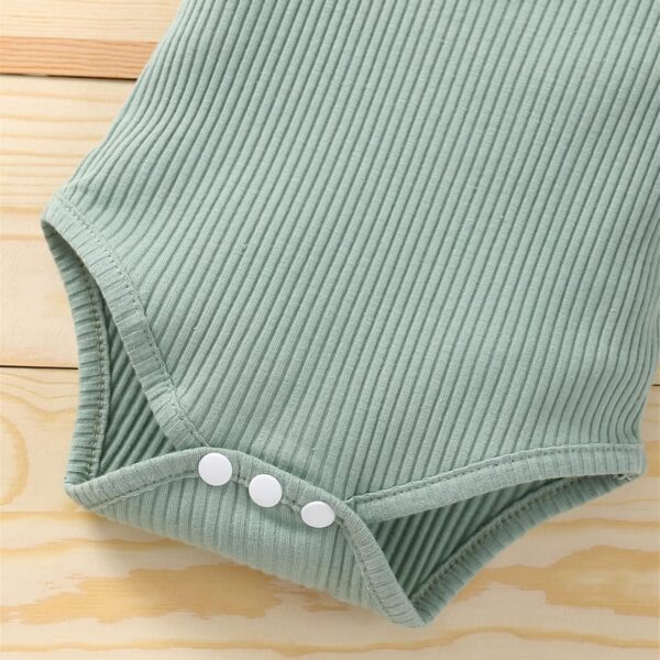 Infant Baby Girls Summer Knit Outfits 2 Piece Ribbed Sleeveless Romper Tops+Ruffle Bloomers Shorts Plain Clothes Set,SALES-CLEARANCE Green 9-12 Months - Image 5