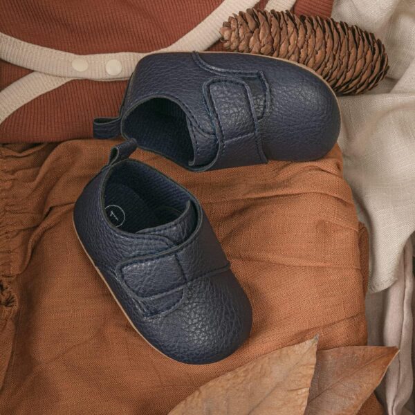 HsdsBebe Baby Boys Girls Oxford Shoes PU Leather Soft Rubber Sole Sneakers Anti-Slip Toddler Ankle Boots Infant Walking Shoes Moccasins, B/Navy Blue, 12-18 Months - Image 4