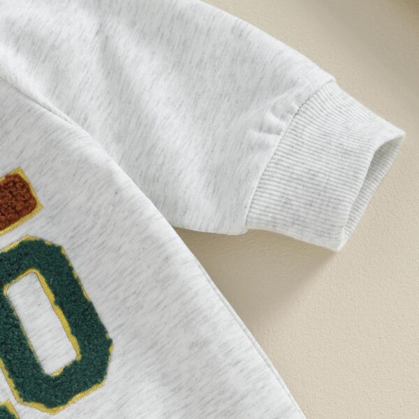 Geagodelia Newborn Baby Boy Letter Printed Little Brother Round Neck Long Sleeve Outfit Clothes Jumpsuit Sweatshirt Pullover Set - Image 3