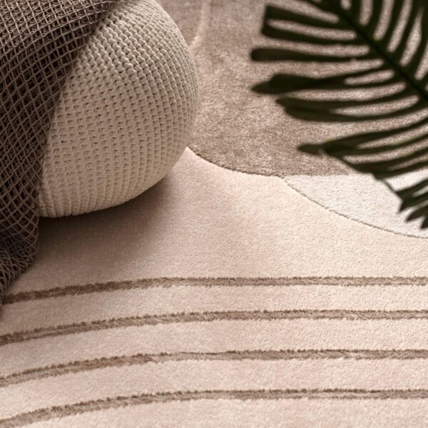 TT Home Low Pile Rug Area Rug Livingroom Carpet Square 3D Abstract Pattern, colour:Beige Cream, Size:120x160 cm - Image 3