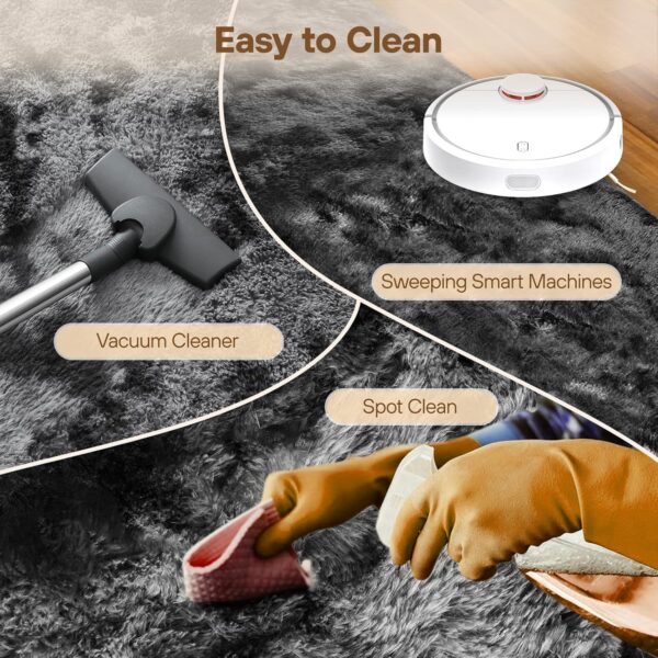 Rugs Living Room - 120x180cm Dark Grey Large Rug for Living Room - Ultra Soft Fluffy Shaggy Rugs for Bedroom, Indoor Nursery Carpets for Kids Room Home Decor, Non Shedding, Anti-Slip Backing - Image 8